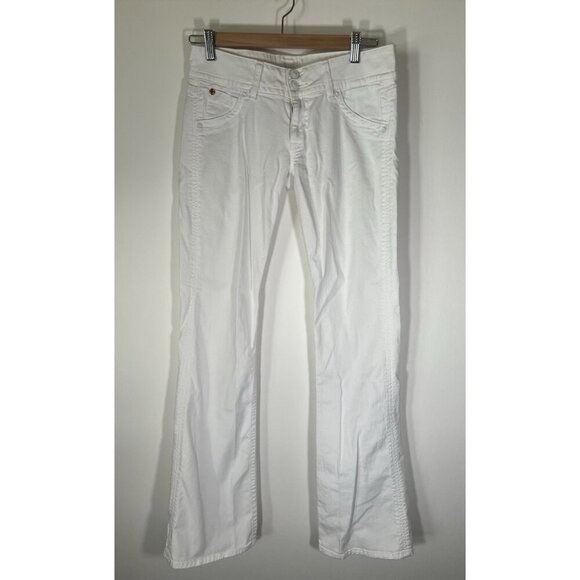 Hudson Signature bootcut 19" leg opening white denim jeans 27 western low rise - Picture 1 of 14